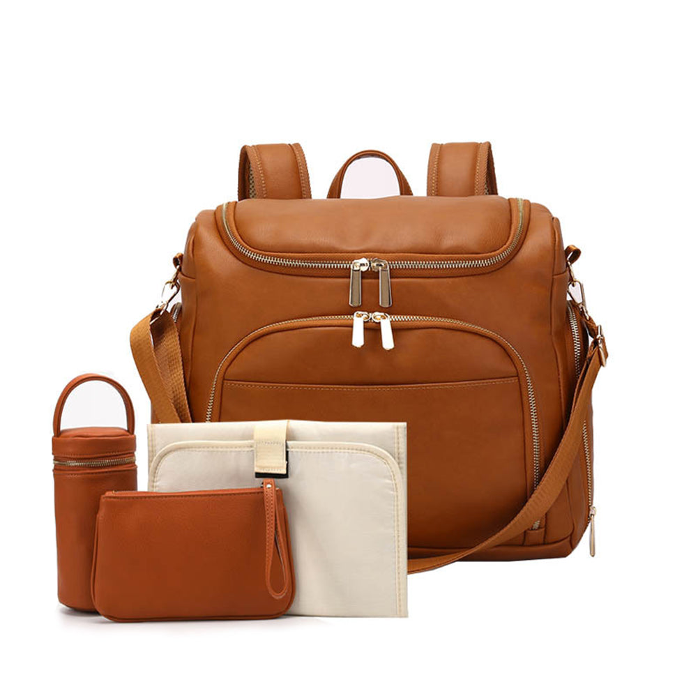 brown leather baby backpack Shoulder Baby Backpack Set